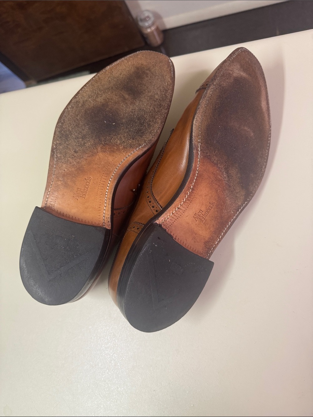 Allen Edmonds Brown Leather Cap-Toe Derby Oxfords - Picture 5 of 7